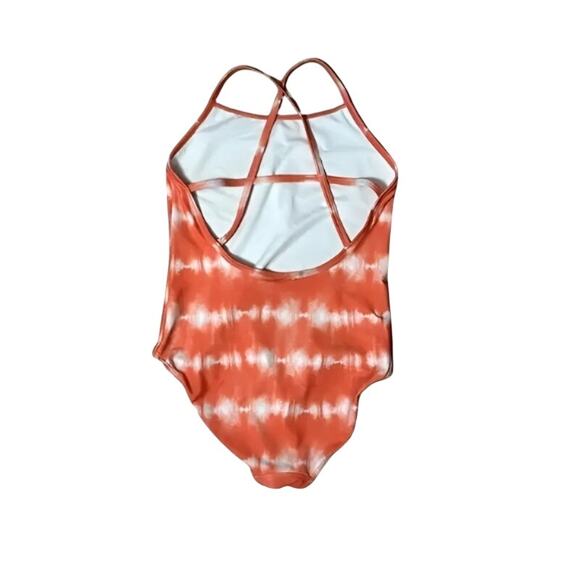 Melrose And Market Tie-Dye One-Piece Swimsuit Soft Orange White Girls 12 NWOT - Picture 4 of 7